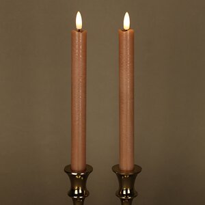 Столовая светодиодная свеча с имитацией пламени Стелла 24 см 2 шт миндальная, на батарейках, таймер Kaemingk фото 3