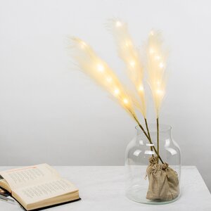 Светящаяся ветка для декора Перо Manosque - Cream 70 см, теплые белые LED, на батарейках