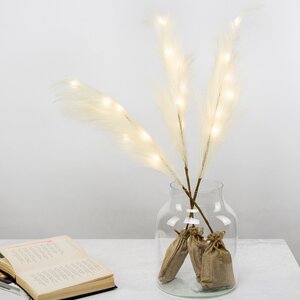 Светящаяся ветка для декора Перо Manosque - Milky White 70 см, теплые белые LED, на батарейках