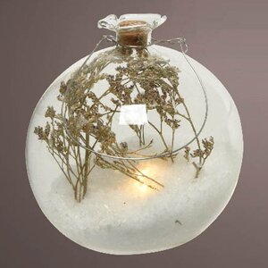 Светящийся шар с композицией Frozen Garden: Beige Herbs 10 см, на батарейках