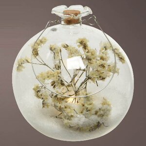Светящийся шар с композицией Frozen Garden: White Flowers 10 см, на батарейках