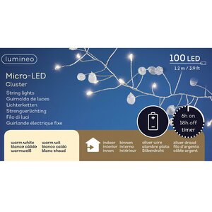 Светодиодная гирлянда на батарейках Роса Jewels - Кристаллы, 1.2 м, 100 теплых белых микро LED, серебряная проволока, IP20 Kaemingk фото 4