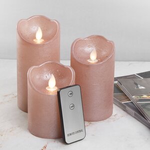 Набор светодиодных свечей с имитацией пламени Narcis Rose 10-15 см, 3 шт с пультом управления, на батарейках