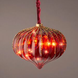 Подвесной светильник Денали - Луковка 20 см, 15 микро LED ламп, таймер, на батарейках, стекло Kaemingk фото 6