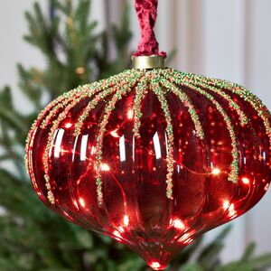 Подвесной светильник Денали - Луковка 20 см, 15 микро LED ламп, таймер, на батарейках, стекло Kaemingk фото 2