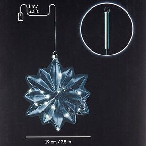 Подвесной светильник Звезда - Рейнир 19*8 см, 15 микро LED ламп, таймер, на батарейках, стекло Kaemingk фото 3