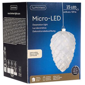 Подвесной светильник Шишка - Перфекто 21*15 см, 15 теплых белых LED ламп, таймер, на батарейках, стекло Kaemingk (Кейминг) фото 5