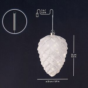 Подвесной светильник Шишка - Перфекто 21*15 см, 15 теплых белых LED ламп, таймер, на батарейках, стекло Kaemingk (Кейминг) фото 3