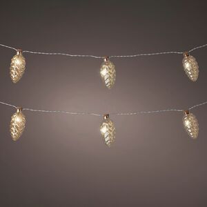 Светодиодная гирлянда Шишки - Gold Perfecto 1.75 м, 8 теплых белых LED ламп, прозрачный ПВХ, на батарейках, IP20 Kaemingk фото 3