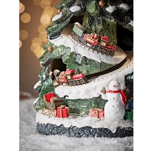 Светящаяся новогодняя композиция Нарядная елочка 38 см с движущимся поездом Kaemingk фото 2