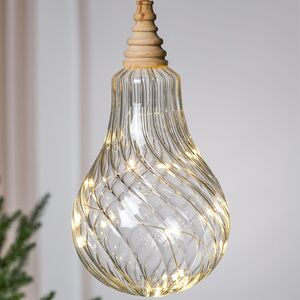 Подвесной светильник Лампочка Bradberry 16 см, 12 микро LED ламп, на батарейках, стекло Kaemingk фото 3