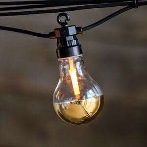 Ретро гирлянда Золото Эдисона, 20 ламп, экстра теплые белые LED, 9.5 м, черный ПВХ, соединяемая, IP44 Kaemingk (Кейминг) фото 2