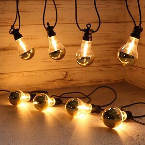 Ретро гирлянда Золото Эдисона, 20 ламп, экстра теплые белые LED, 9.5 м, черный ПВХ, соединяемая, IP44 Kaemingk (Кейминг) фото 4