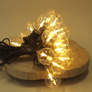 Ретро гирлянда Большие Лампочки, 20 ламп, теплые белые LED, 9.5 м, черный ПВХ, соединяемая, IP44 Kaemingk фото 10