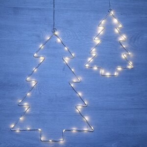 Подвесная елка со светодиодами Норманд теплые белые мини LED лампы, на батарейках