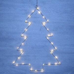 Подвесная елка со светодиодами Норманд 26 см 25 теплых белых мини LED ламп, на батарейках, IP44 Kaemingk фото 1