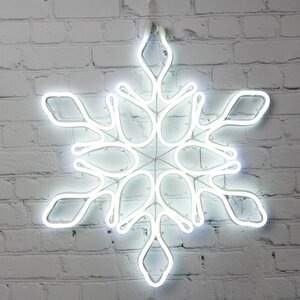 Светодиодная снежинка Аль Аустралис 69 см, 576 холодных белых LED ламп, гибкий неон, IP44
