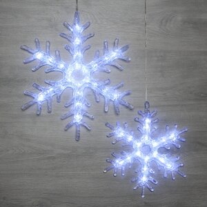 Светящаяся снежинка Кристалл 40 см, 22 холодные белые LED лампы, IP44 Kaemingk фото 2