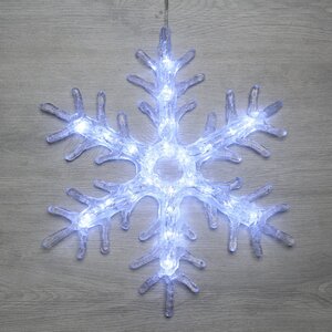 Светящаяся снежинка Кристалл 40 см, 22 холодные белые LED лампы, IP44