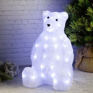 Светодиодная фигура Медведь Барт - Полярный житель 45 см, 50 теплых/холодных белых LED ламп, IP44 Kaemingk фото 2