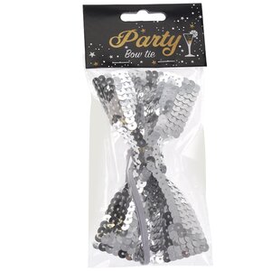 Карнавальный галстук-бабочка Silver Party с пайетками 13*8 см