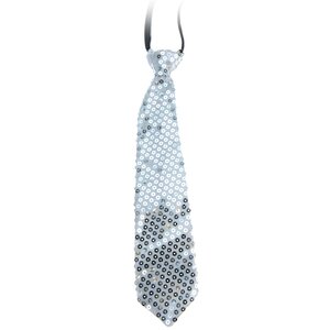 Карнавальный галстук с пайетками Party Tonight 32 см, серебряный Koopman фото 1