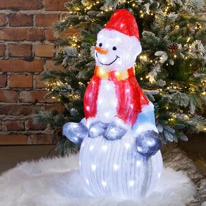 Светодиодная фигура Снеговик Линден - Лапландские сказки 71 см, 100 LED ламп, IP44
