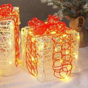 Светящиеся подарки под елку Merry Fairy 3 шт, 100 теплых белых LED ламп с мерцанием, таймер, IP44 Kaemingk фото 2