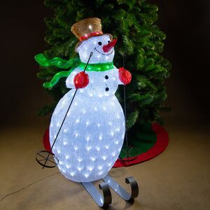 Светящаяся акриловая фигура Снеговик на лыжах 85 см, 200 LED лампочек, IP44, уцененная Kaemingk фото 6