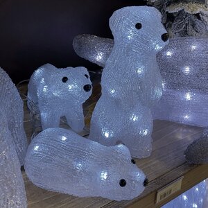 Набор светящихся фигур Медведи леса Уортертон 3 шт, 26 см, 40 LED ламп, на батарейках, IP44 Kaemingk фото 2
