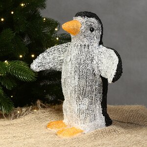 Пингвин Новогодний светящийся 32 см, уличный, акрил, 20 холодных белых LED ламп Kaemingk фото 3