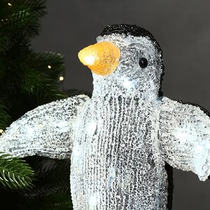 Пингвин Новогодний светящийся 32 см, уличный, акрил, 20 холодных белых LED ламп Kaemingk фото 2
