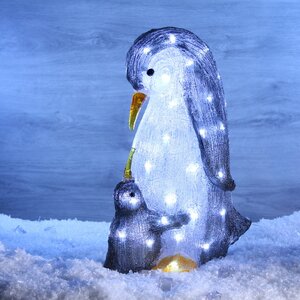 Акриловая фигура Пингвин с Малышом 47 см, 60 LED ламп, IP44 Kaemingk фото 1