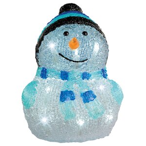 Светящаяся фигура Снеговик Frosty Blue 24 см, 20 LED ламп, на батарейках, IP44 Kaemingk фото 2
