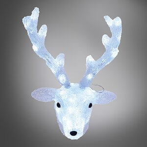Голова оленя светящаяся, 45 см, уличный, акрил, 50 холодных белых LED ламп Kaemingk фото 2