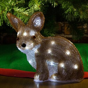 Кролик домашний светящийся 27 см, уличный, акрил, 24 холодных белых LED ламп Kaemingk фото 1