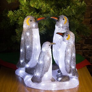 Светодиодная фигура "Семья Пингвинов", 47 см, уличная, акрил, 96 холодных белых LED ламп Kaemingk фото 1