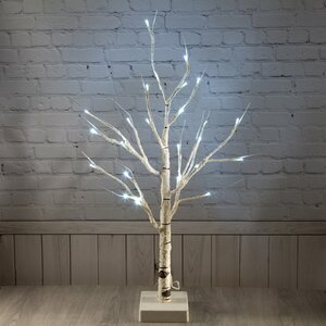 Светодиодное дерево Березка 60 см, 24 холодных белых LED ламп, IP44 Kaemingk фото 1