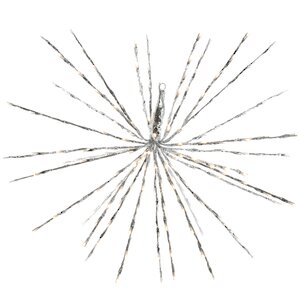 Светодиодное украшение Полярная Звезда серебряная 45 см, 60 теплых белых LED ламп с мерцанием, на батарейках, IP44 Kaemingk фото 3