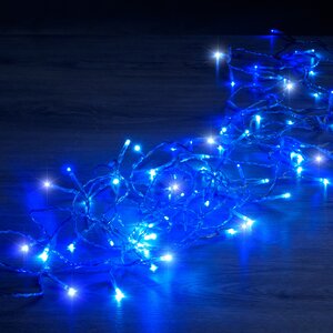 Светодиодная гирлянда нить Объемная 80 белых/синих LED ламп 6 м, прозрачный ПВХ, контроллер, IP44 Kaemingk фото 3