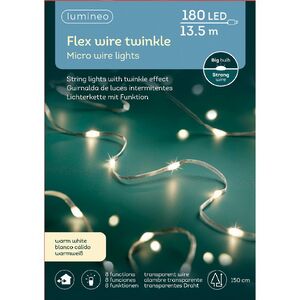 Светодиодная гирлянда Роса Микро Флекс 13.5 м, 180 теплых белых Led, серебряный провод, контроллер, IP44 Kaemingk (Кейминг) фото 6