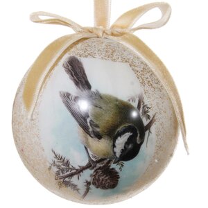 Елочный шар из папье-маше Птичка Синичка 8 см ShiShi фото 1