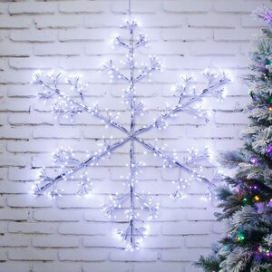 Светодиодная снежинка Lausanne Silver 108 см, 480 холодных белых LED ламп с мерцанием, IP44 Kaemingk фото 2