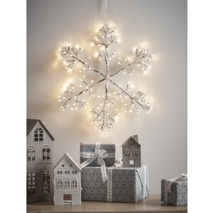 Светодиодная снежинка Lausanne Silver 48 см, 192 теплых белых LED лампы с мерцанием, IP44 Kaemingk фото 2