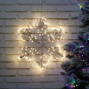 Светодиодная снежинка Lausanne Silver 48 см, 192 теплых белых LED лампы с мерцанием, IP44 Kaemingk фото 4