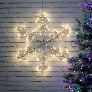 Светодиодная снежинка Lausanne Silver 78 см, 336 теплых белых LED лампы с мерцанием, IP44 Kaemingk фото 3