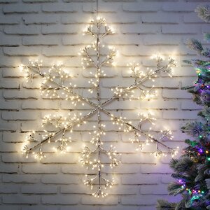 Светодиодная снежинка Lausanne Silver 108 см, 480 теплых белых LED ламп с мерцанием, IP44 Kaemingk фото 5
