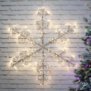 Светодиодная снежинка Lausanne Silver 108 см, 480 теплых белых LED ламп с мерцанием, IP44