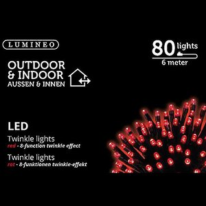Светодиодная гирлянда нить Объемная 80 красных LED ламп 6 м, черный ПВХ, контроллер, IP44 Kaemingk фото 4