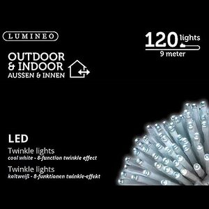 Светодиодная гирлянда нить Объемная 120 холодных белых LED ламп 9 м, белый ПВХ, контроллер, IP44 Kaemingk фото 3